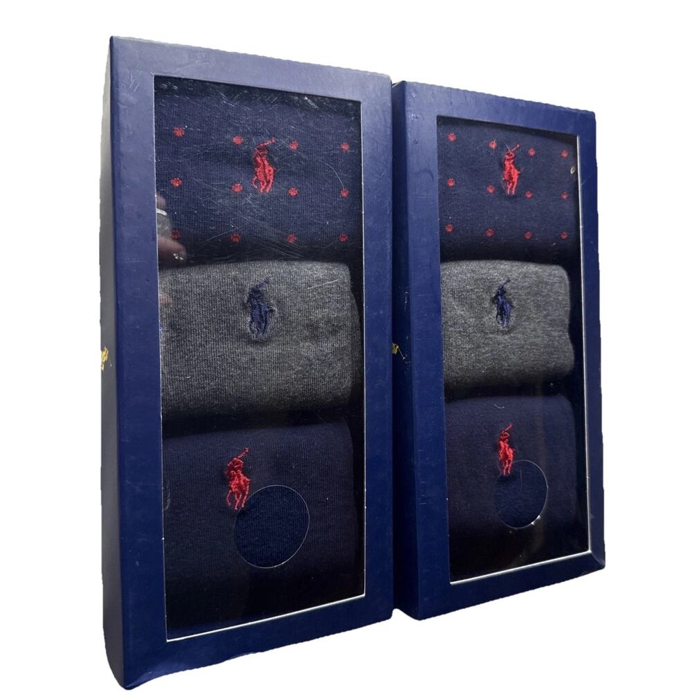 2 Packs Of 3 Pairs Polo Ralph Lauren Cotton Blend Socks Size 10-13 Mens